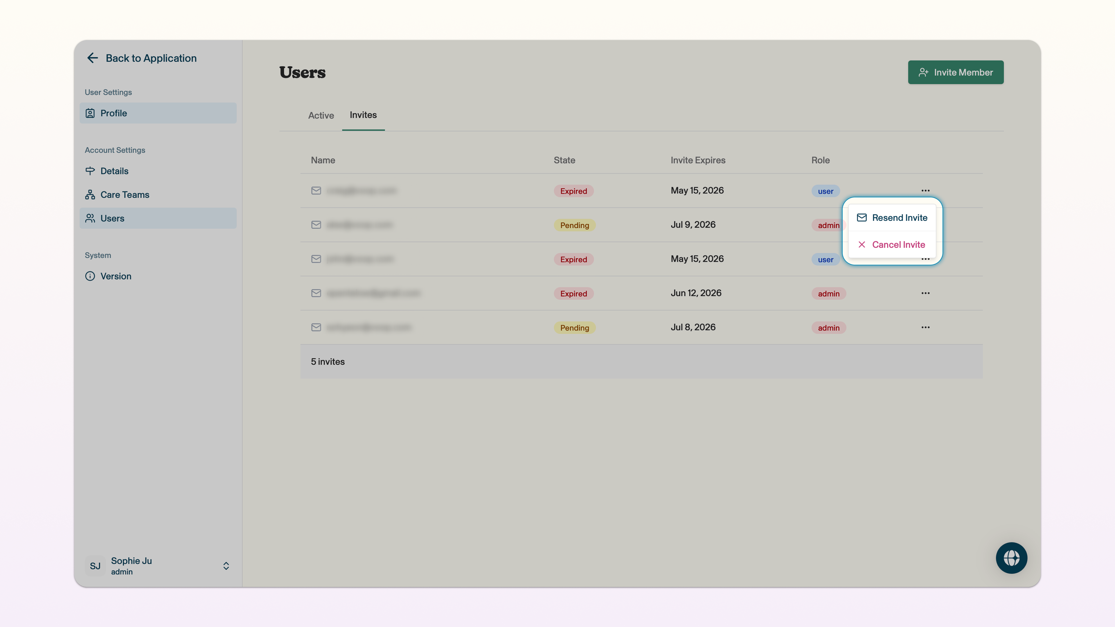 Resend a user invite