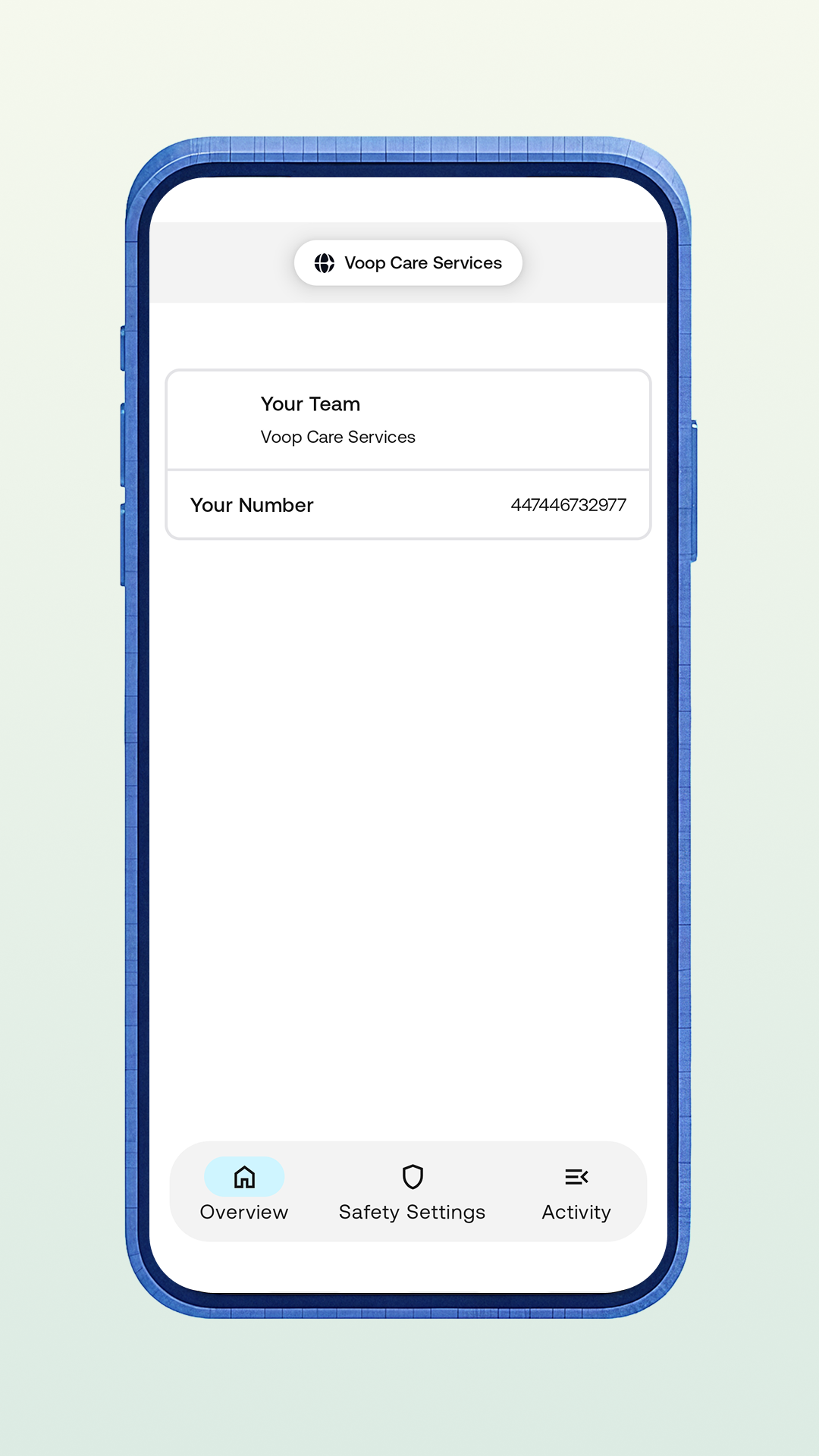 Screenshot of the Voop app