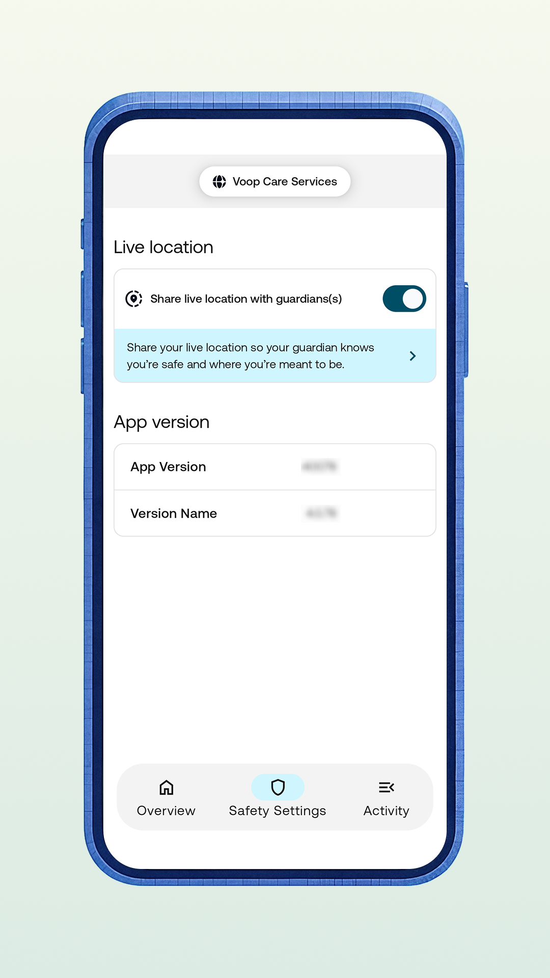Screenshot of the Voop app