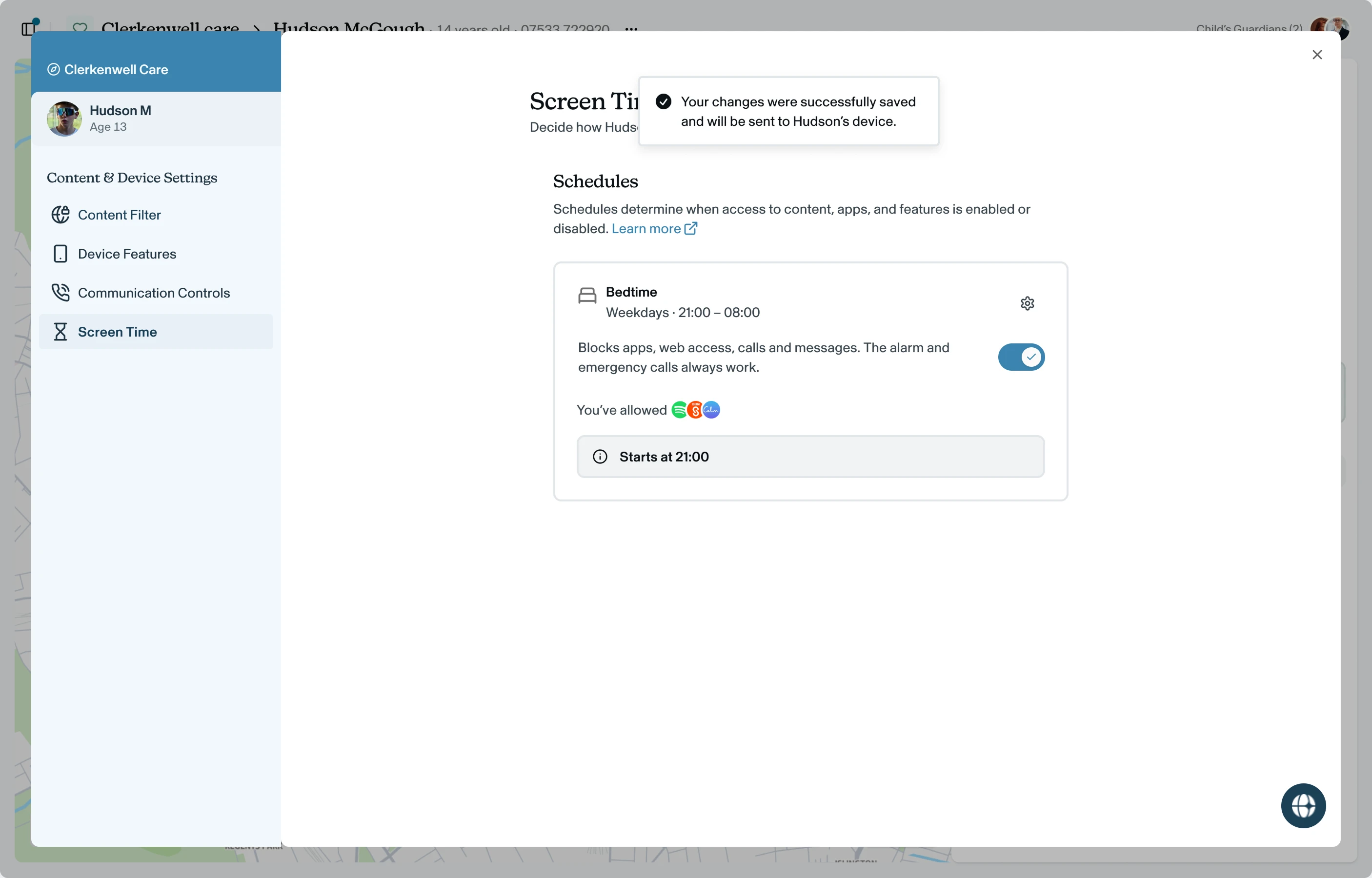 Voop syncs the change to the phone and confirms when it is done.