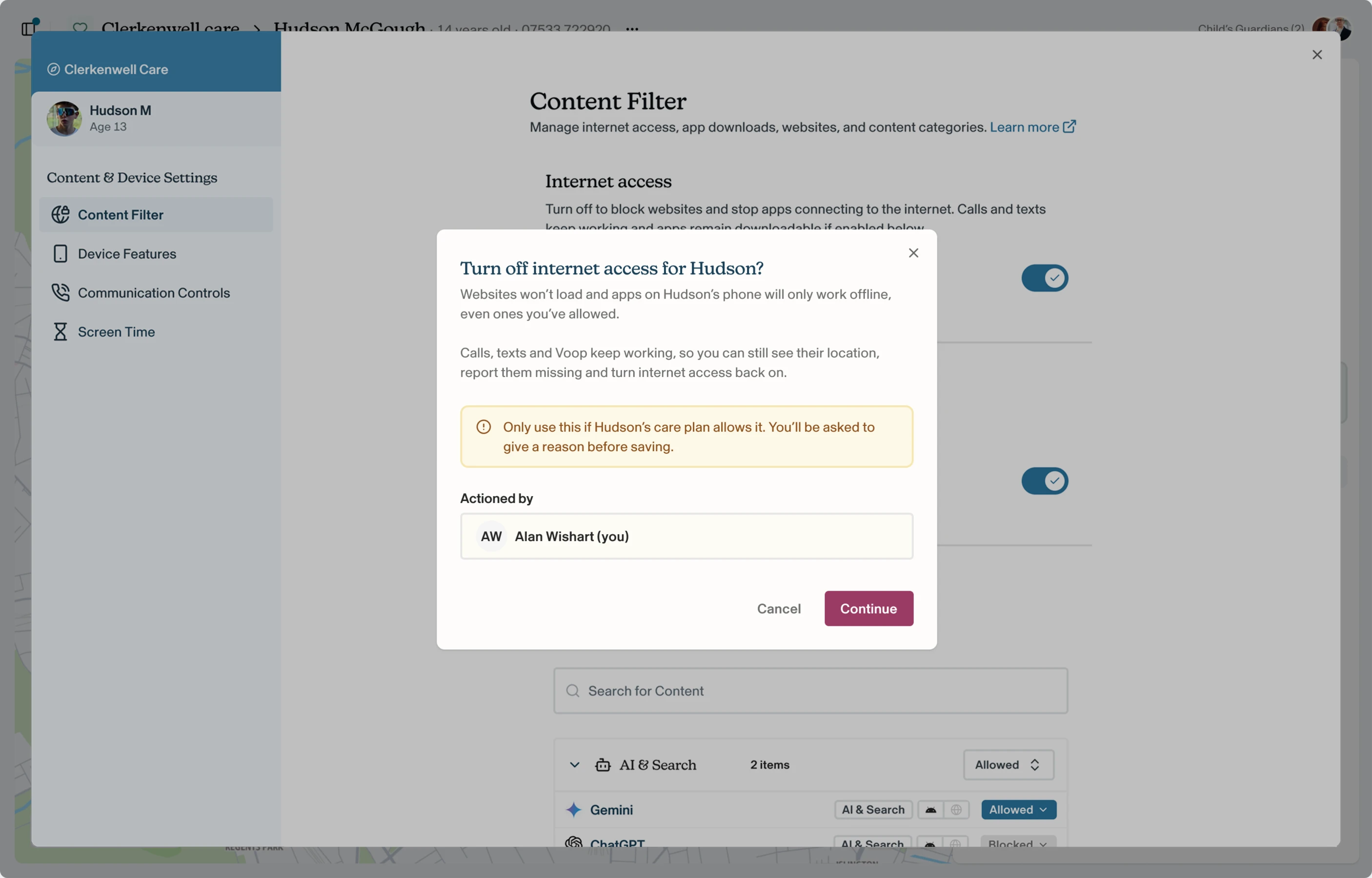 Check what will change, then click Continue.